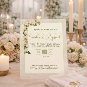 Convite de Casamento Digital Editável Verde Cartão