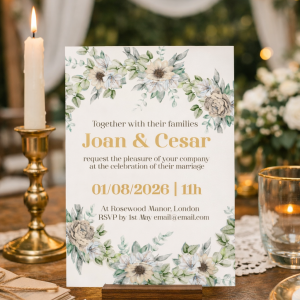 Convite de Casamento Digital Editável Estilo Amarelo Neutro