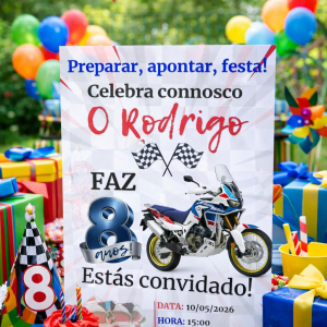 Convite de Festa de Aniversário Motos Azul